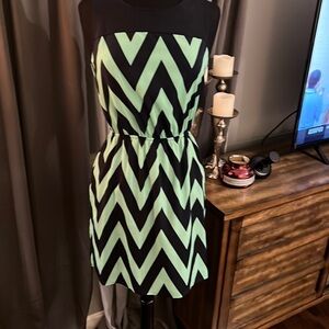 Aqua Bloomingdale’s‎ Brand Summer Chevron Strapless Printed Dress